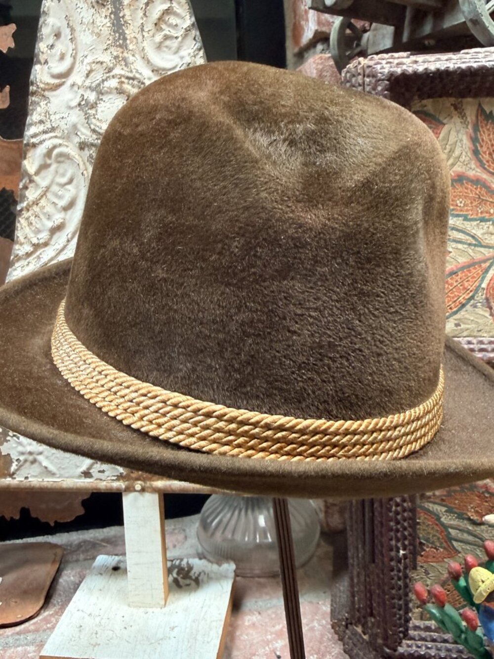 Vintage British Keen's Wool Velour Derby / Bowler Hat